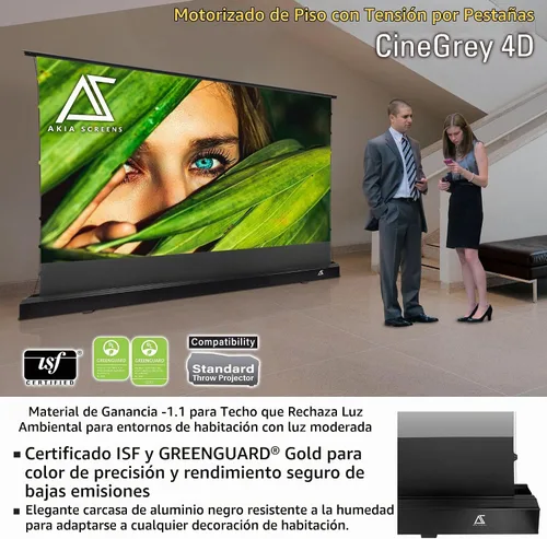 Vista 4 de Akia Screens AK-FMT101UH2-C4D-X - Pantalla de proyector de suelo de 101 pulgadas motorizada con control remoto, pantalla de proyector ALR que