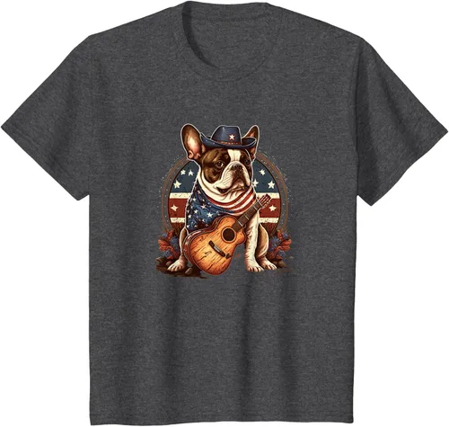 Vista 21 de Camiseta divertida de Bulldog francés con música country y roeo, Negro