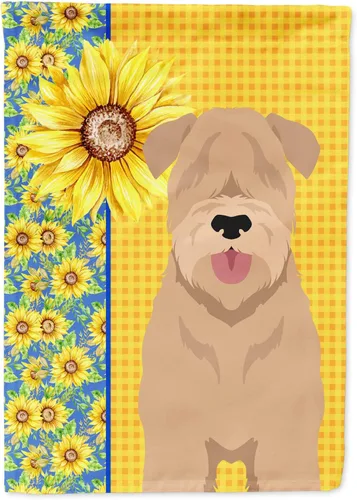 Vista 145 de Caroline's Treasures WDK5313GF Bandera de jardín con diseño de girasoles de verano, color negro y tostado, Airedale Terrier para buzón, bandera