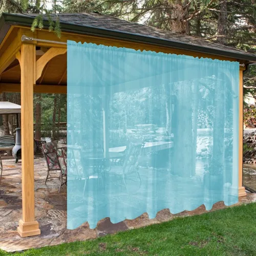 Vista 20 de SpaceDresser - Cortinas transparentes impermeables para exterior para patio - 2 paneles con bolsillo para barra, cortinas de gasa transparentes