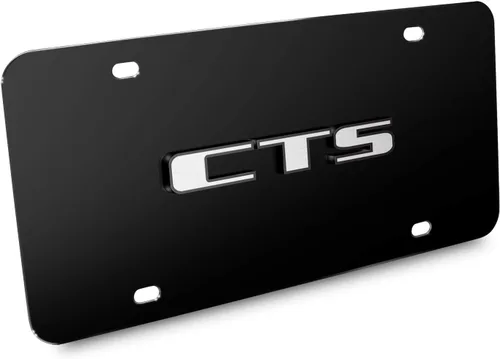 Vista 2 de iPick Image Placa de matrícula de acero inoxidable negra hecha para Cadillac CTS 3D