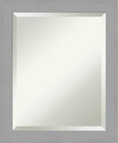 Vista 16 de Amanti Art - Espejo de baño plateado para sobre lavabo, espejo de tocador rectangular de 27x39 pulgadas con marco de níquel cepillado, marco grande