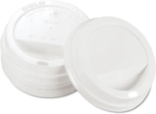 Vista 4 de SOLO TLP316-0007 Tapa de Plástico Blanca Traveler - para Vasos de Papel Calientes SOLO (Caja de 1000)