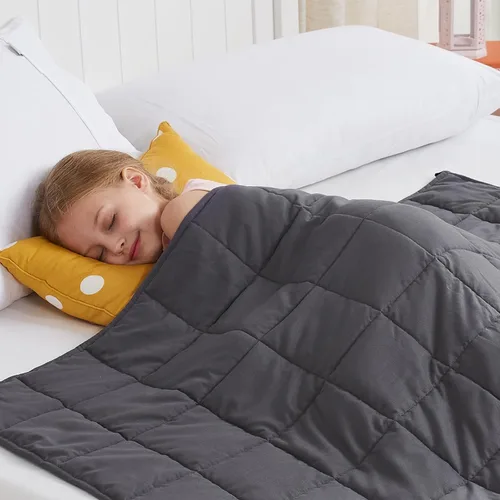 Vista 44 de CuteKing Manta pesada (2 libras, 36 x 48 pulgadas, gris) manta pesada para 40-60 libras, manta pesada para refrigeración y calefacción con cuentas