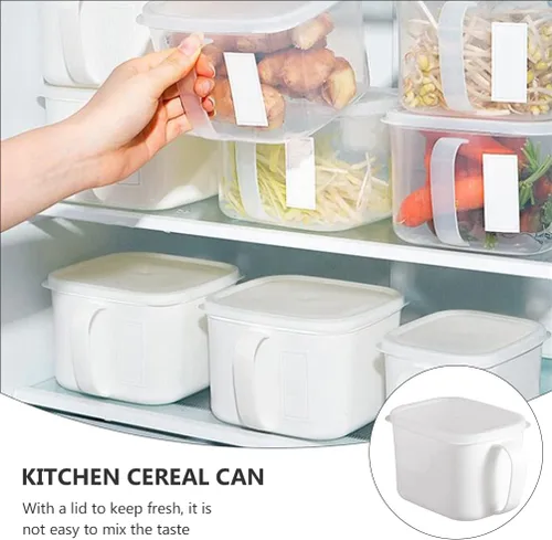 Vista 3 de Hemoton Contenedores de almacenamiento de plástico blanco para refrigerador con asa, contenedor de almacenamiento de alimentos, caja Bento
