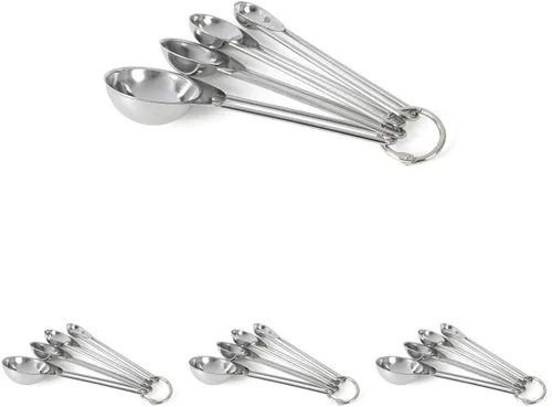 Vista 6 de Martha Stewart Richburn - Juego de 4 cucharas medidoras de acero inoxidable dorado, herramientas de medición de cocina duraderas y elegantes