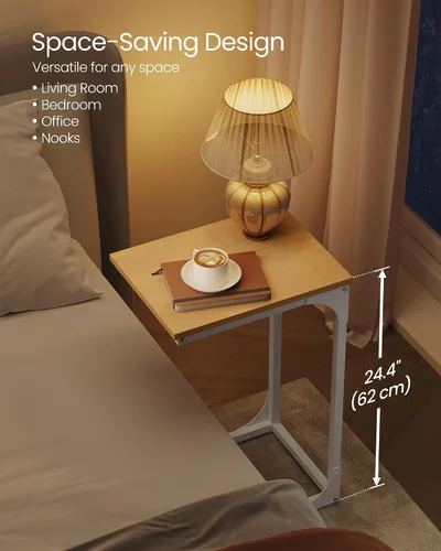 Vista 3 de VASAGLE - Mesa auxiliar en forma de C, mesa lateral pequeña para sofá, mesa de sofá con estructura metálica para sala de estar, dormitorio, mesita