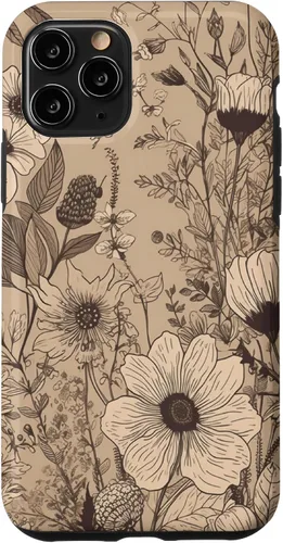 Vista 28 de Funda para iPhone 12 Pro Max Beige Tan Wildflower Floral Minimal Flower Boho