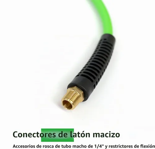 Vista 3 de DYNAMIC POWER - Manguera de aire trenzada de poliuretano de 1/4 pulgadas x 50 pies con kit de accesorios de compresor de 10 piezas, 200 PSI.