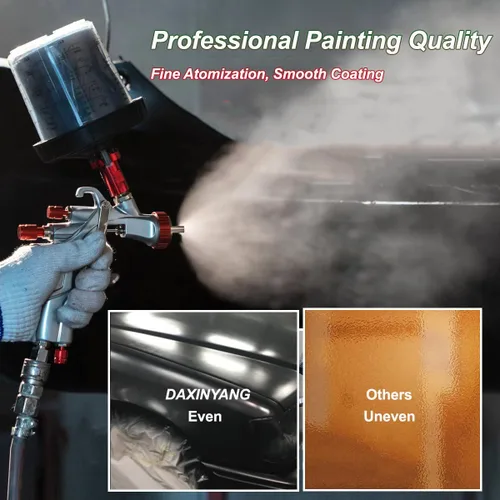 Vista 3 de DAXINYANG YT-160 LVLP Pistolas de pintura automotrices con boquillas de 1.3/1.5/1.7/2.0mm y regulador de aire y separador de agua y aceite, pistola