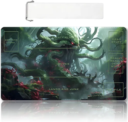 Vista 53 de DAUXID Tapete de Juego MTG Cosido Premium con Zonas y Respaldo de Goma Antideslizante, Tapete de Juego TCG para MTG y Otros Juegos de Cartas, Diseño