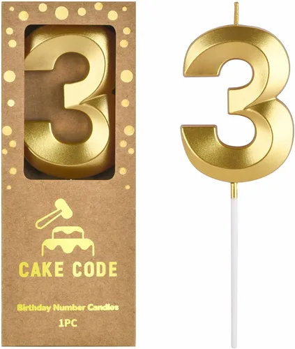 Vista 15 de Velas de cumpleaños de oro con diamantes de 2.76 pulgadas, velas de números dorados, velas de números de pastel, celebración de fiesta