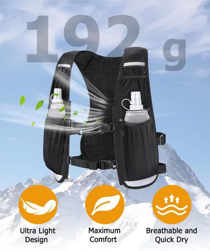 Vista 6 de NOOLA Chaleco de correr para mujeres y hombres, ligero con frascos suaves