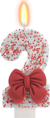 Vista 47 de Vela de cumpleaños para pastel, vela 0 - purpurina rosa con lazo, vela de feliz cumpleaños de 2.76 pulgadas, adorno superior de pastel para fiestas