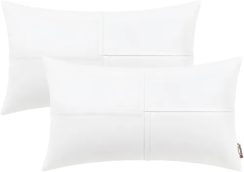 Vista 30 de BRAWARM Fundas de almohada de cuero sintético de 16 x 16 pulgadas, paquete de 2 fundas de almohada de cuero rojo profundo, fundas de almohada