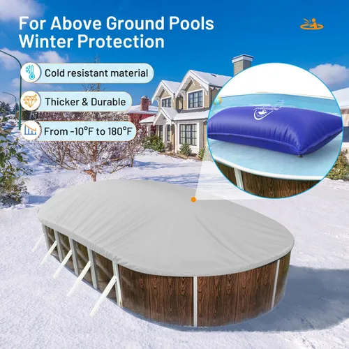 Vista 4 de Keten Almohadas de piscina para piscinas sobre el suelo de 4 x 15 pies, resistente, extra duraderas, de PVC de 0.016 in, almohada de aire