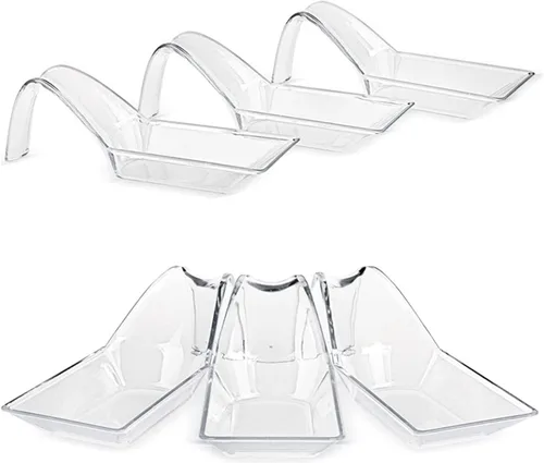 Vista 5 de 50 piezas de mini platos para aperitivos, platos de postre de plástico transparente, mini cucharas de postre pequeños, mini cucharas desechables