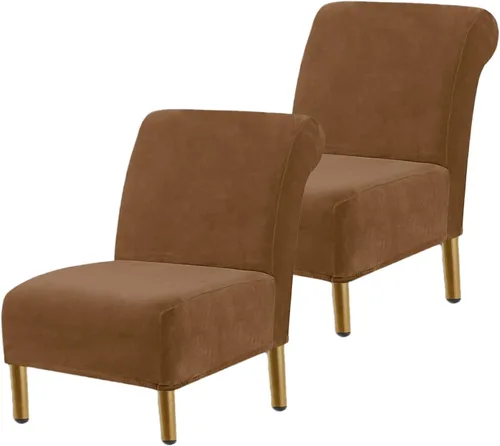 Vista 19 de Funda para silla decorativa sin brazos, de terciopelo elástico, extraíble, lavable, protector moderno de muebles con parte inferior elástica