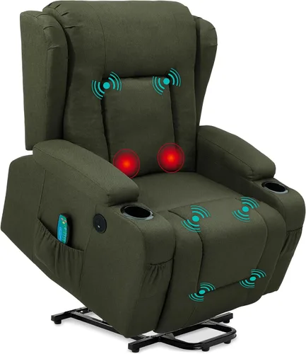 Vista 10 de Best Choice Products Silla elevadora eléctrica de lino moderno, silla de masaje reclinable, muebles ajustables para espalda, patas con 3 posiciones