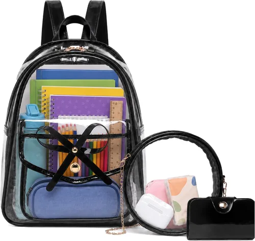 Vista 14 de I IHAYNER Mochila de cuero de moda de 3 piezas con lazo para niñas, mochila, bolso para mujer, mochila para damas, bolsa de hombro Beige