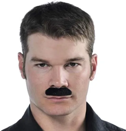Vista 2 de Accesorio para disfraz de bigote para adultos, talla única, negro, 1 pieza.