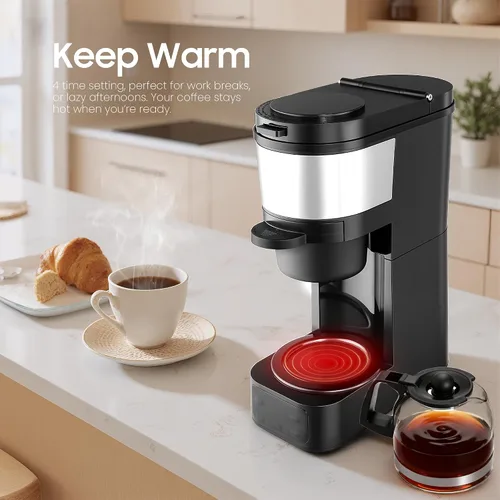 Vista 6 de ATSENT Cafetera de Moler y Preparar Café, Cafetera de Goteo con Molinillo Integrado, Máquina de Café Programable de 5 Tazas con Intensidad