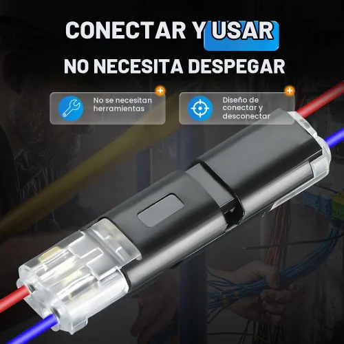 Vista 4 de Conector enchufable de doble cable, conectores de tira de luz LED, 2 pines, nuevo conector de cable de bajo voltaje con hebilla de bloqueo