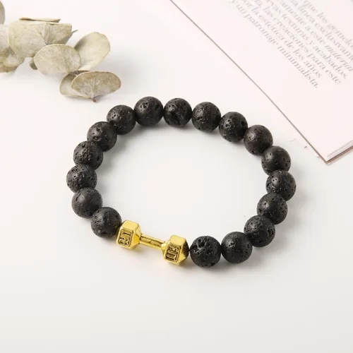 Vista 4 de STWTR Pulsera de cuentas para hombre y mujer, esqueleto humano de 0.394in, roca volcánica, ansiedad, pulsera de yoga para niños, Piedra de lava, n