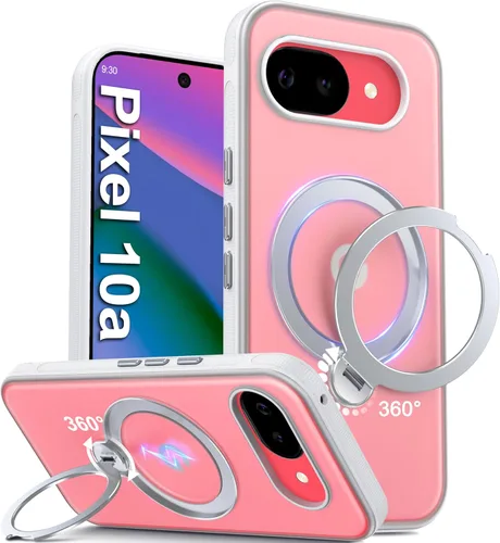 Vista 10 de Oneagle Soporte magnético giratorio de 360° para Google Pixel 10a funda translúcida [compatible con MagSafe], funda delgada mate para teléfono Pixel