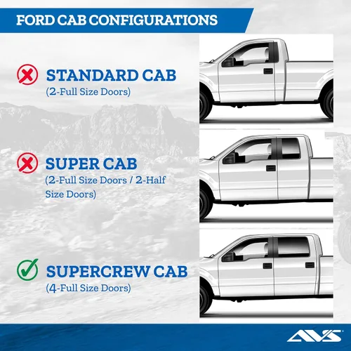 Vista 5 de Auto Ventshade [AVS] Protectores de lluvia de perfil bajo para Ford F-150 2015 - 2025 (17-25 Raptor; 22-25 Lightning) 2017-2025 F-250/F-350/F-450