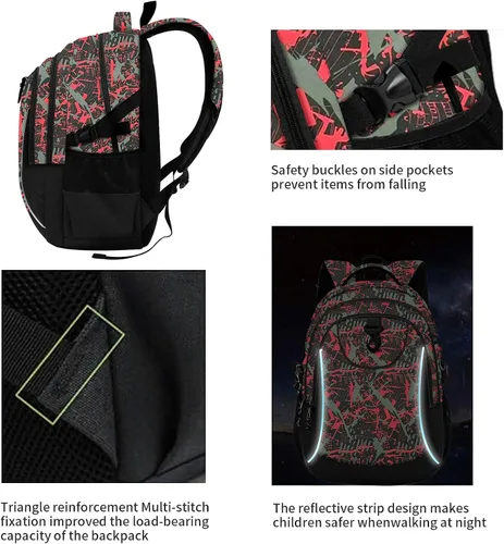 Vista 3 de Mochila escolar estilo Rickyh, mochila de viaje para hombres y mujeres, mochila ligera con compartimento para portátil, Tamaño único