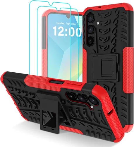 Vista 13 de para Samsung Galaxy A15 5G Funda con protector de pantalla de 2 paquetes, grado militar a prueba de golpes, cubierta acolchada resistente con Negro