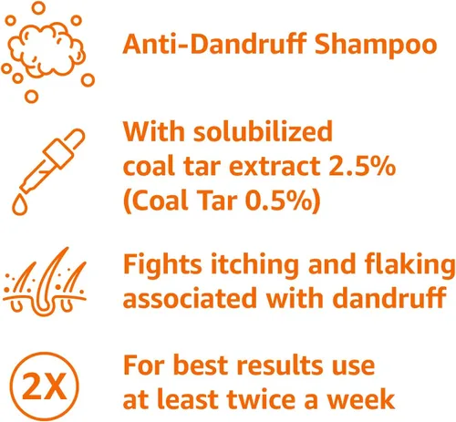 Vista 3 de Amazon Basics Champú Terapéutico Plus con Alquitrán de Carbón Anti-Caspa 0.5% Alquitrán de Carbón, 16 Fl Oz, Paquete de 1