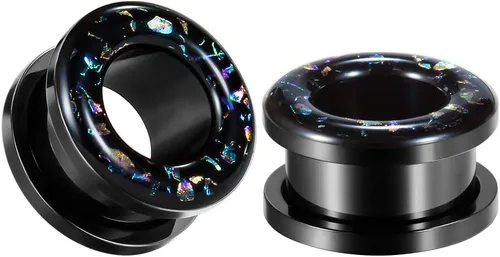 Vista 4 de TBOSEN Juego de 6 piezas de túneles de oreja de ajuste de tornillo de moda, calibre de acero inoxidable, expansor, joyería de piercing 0.00 oz-1
