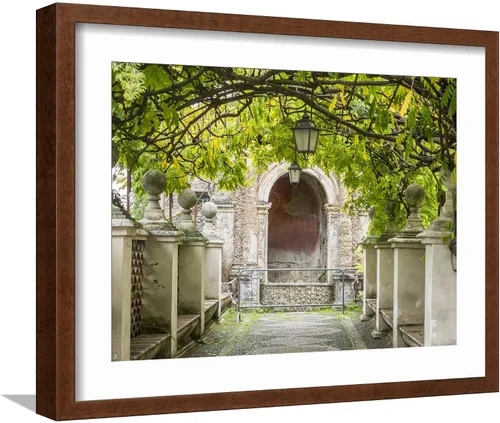 Vista 6 de ART.COM Impresión fotográfica de pared Italia, Lazio, Tivoli, Villa d'Este. Pasarela en los jardines de Villa d'Este. sobre marco negro por Julie