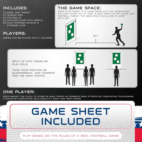 Vista 9 de Franklin Sports NFL Mini juego de tiro de fútbol americano – NFL Door Jam Football Over the Door Target + (4) mini bolas – Juego de lanzamiento de 3