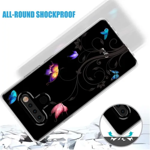 Vista 7 de Funda transparente para LG K51, Q51 - TPU suave a prueba de golpes Funda protectora para LG K51 Butterfly