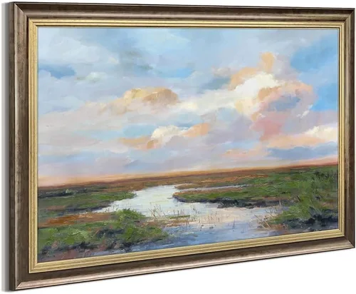 Vista 9 de arttitue Lienzo decorativo para pared de playa: baño, puesta de sol costera, paisaje, océano, mar, escena, obra de arte, paisaje marino, barco