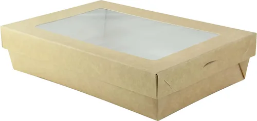 Vista 4 de PACKNWOOD 210KRBAK115K - Caja de papel kraft para hornear con tapa de PET, cajas de panadería, cajas de golosinas, cajas de macarrones, cajas