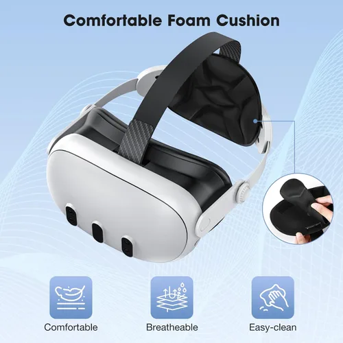 Vista 5 de KUNSLUCK Head Strap for Meta Quest 3, Elite Strap for Oculus Quest 3 Accessories, Adjustable Lightweight Quest 3 Head Strap Replacement