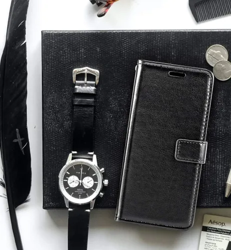 Vista 6 de Funda de piel sintética para teléfono compatible con Doogee S98 Pro, funda magnética con ranuras para tarjetas, protección completa y función
