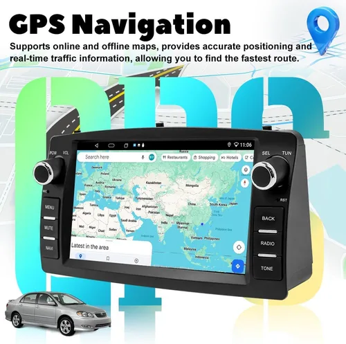 Vista 6 de Estéreo de coche 4+64G para Toyota Corolla E120 2000-2006 con Carplay Android Auto, pantalla táctil QLED de 7 pulgadas Radio Android con cámara
