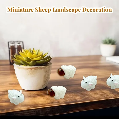 Vista 4 de Ovejas en miniatura, 40 mini manada de ovejas de resina, figuras de ovejas blancas, figuras de hadas, animales de jardín, figuras de oveja
