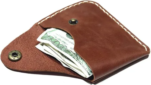 Vista 24 de Leather Card Holder Wallet, Compact Design with Slots for Cards and Cash (light brown)