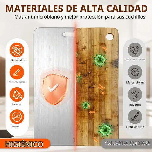 Vista 2 de Tablas de cortar de titanio 100% puro para cocina, tabla de cortar de doble cara de grado alimenticio, borde liso sin daño, ahorro de espacio, apto
