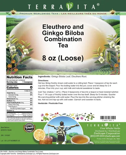 Vista 2 de Eleuthero y Ginkgo Biloba Combinación Té (Suelto) (8 oz, ZIN: 516391)