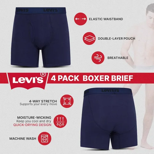 Vista 5 de Levi's Mens Boxer Briefs Breathable Stretch Underwear 4 Pack