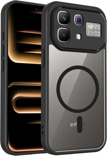 Vista 246 de Funda magnética transparente compatible con Xiaomi 17T, color negro 2 en 1 PC + TPU cubierta de teléfono a prueba de golpes, carcasa protectora