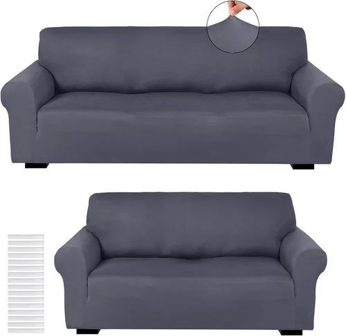 Vista 17 de Peryiter Juego de 2 fundas para sofá de dos plazas Fundas para muebles para sala de estar para sofá, sillón, ajuste elástico, a prueba de arrugas