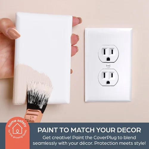 Vista 4 de Dreambaby CoverPlug - Cubierta de enchufe pintable para seguridad del bebé, protector de placa de pared eléctrica, fundas de salida a prueba